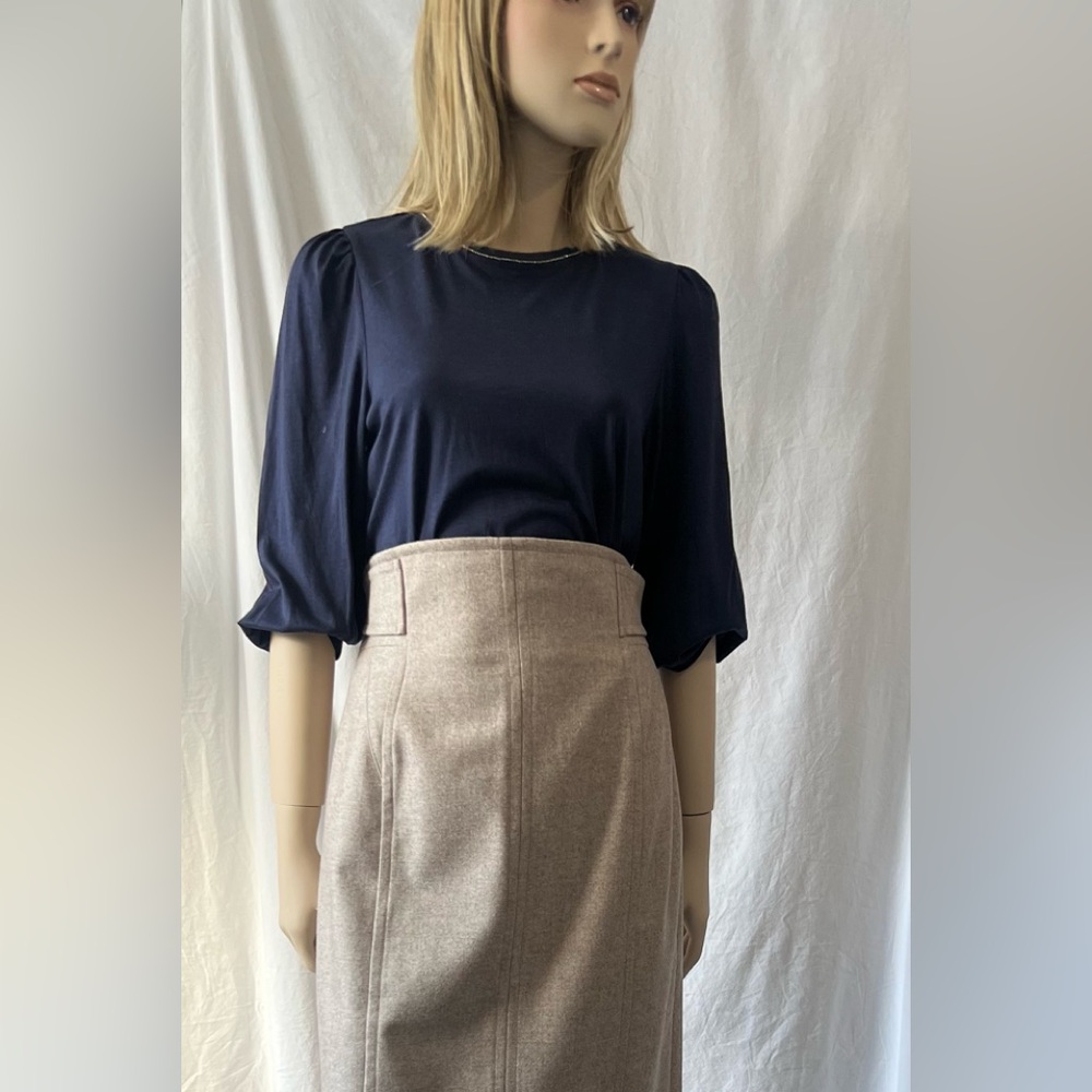 Reiss blue puff sleeve detail blouse medium